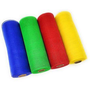 Autism Puzzle Awareness 10" Deco Mesh Ribbon Rolls Green, Blue, Red, Yellow